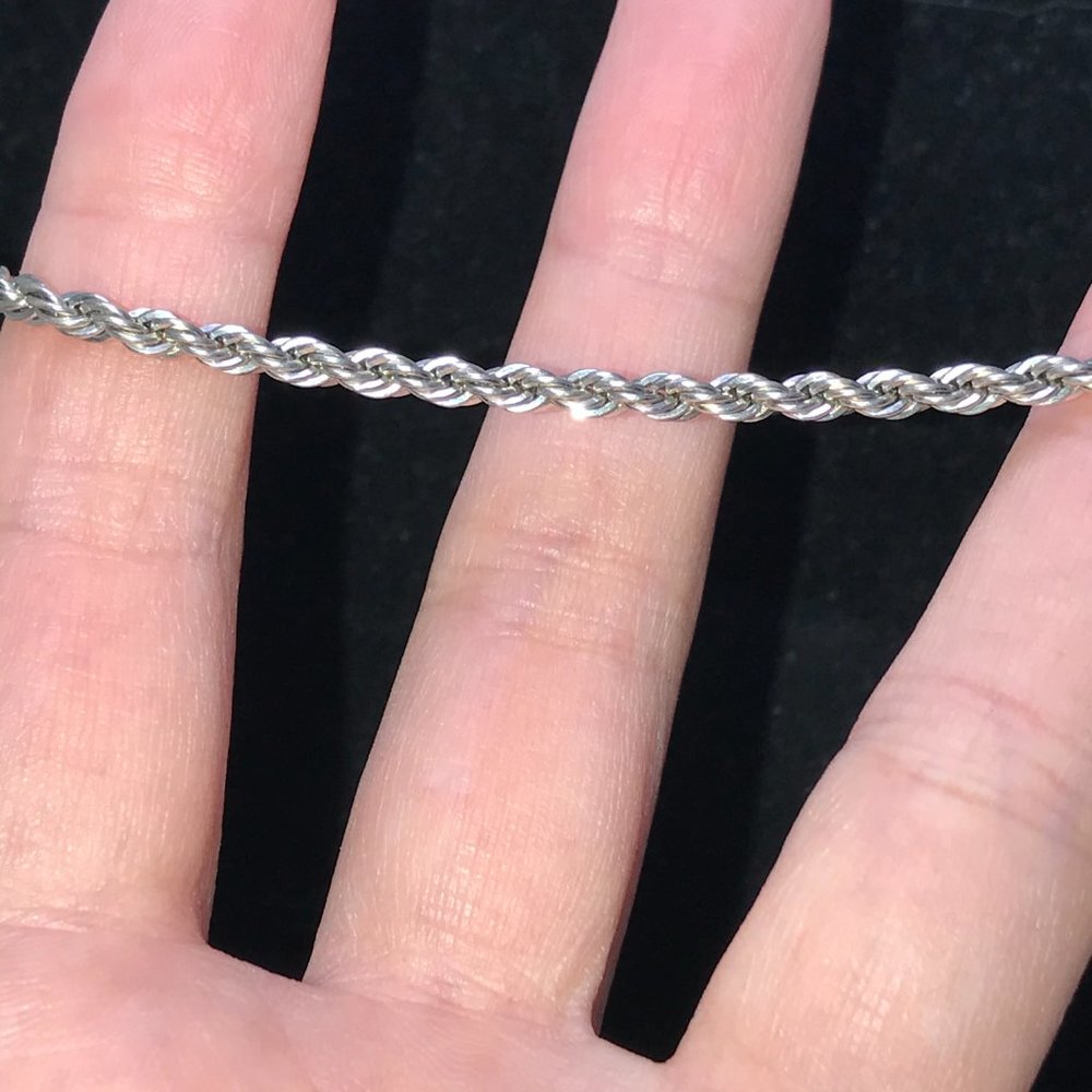18" 3mm Silver Rope Chain Necklace - Picture 3 of 13